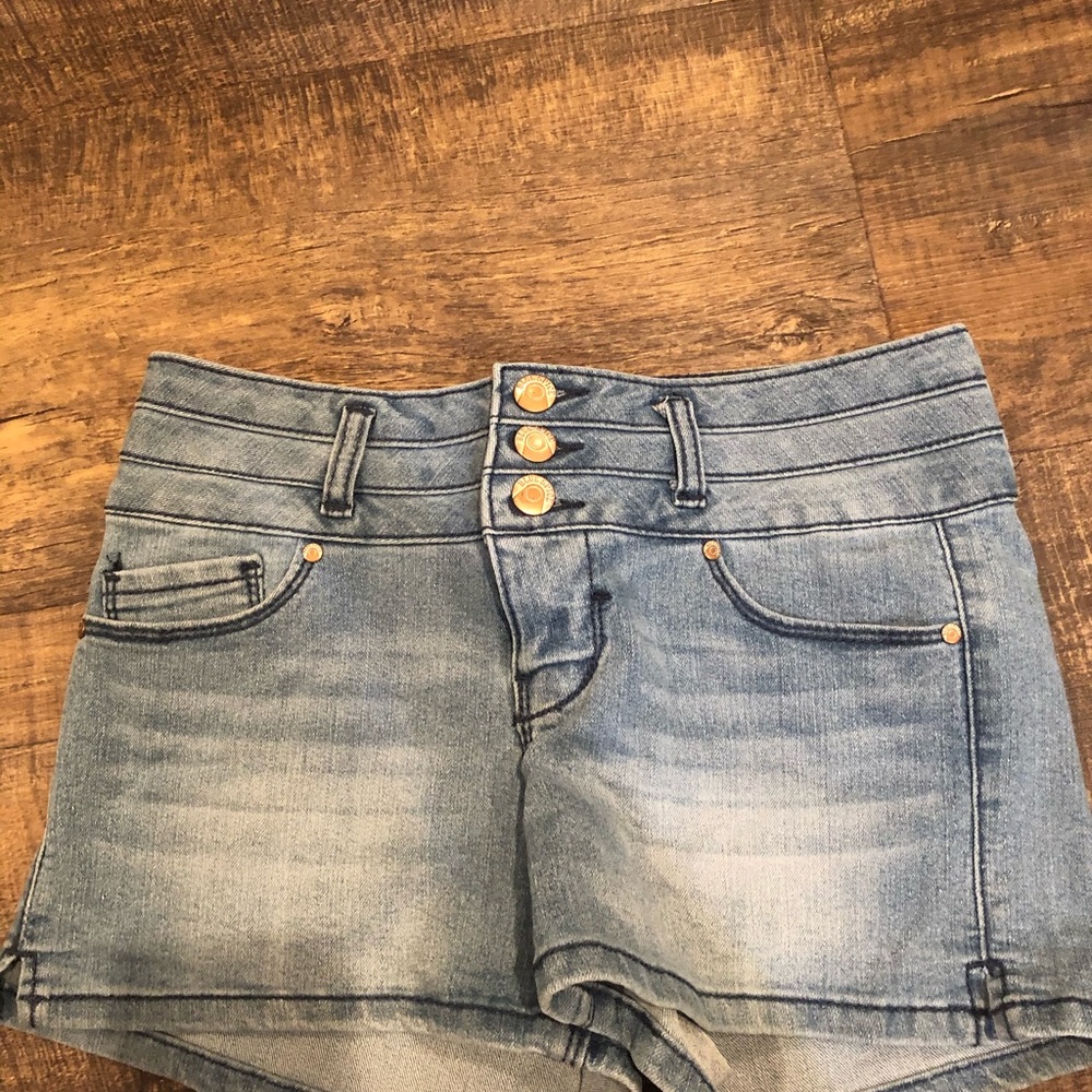 Button up jean shorts